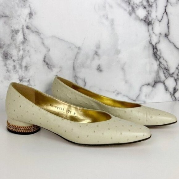 Vintage 80's Mint Green Leather Chain Wrapped Heels - Picture 4 of 13